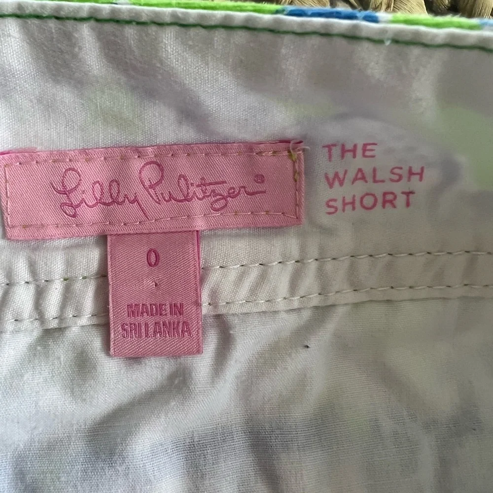 Lilly Pulitzer Walsh Shorts Blue Green Coral Print Size 0